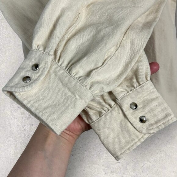 Sezane Eva Shirt Mottled Ecru Size 36 French / US 4 Ruffle Button Top Blouse - Picture 12 of 16